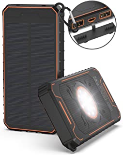 POWEROWL Cargador Solar Portatil 12000mAh Power Bank con 2 Puertos USB y Luz LED- Bateria Externa Solar para iPhone iPad Samsung Android Tablets