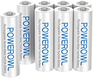 POWEROWL Pilas Recargables AAA Precarga 1000mAh Alta Capacidad 1.2V Ni-MH Recargable AAA Pilas Baja Autodescarga (8 Paquete- Recargable Aproximadamente 1200 Veces)