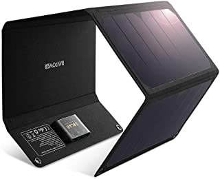 RAVPOWER - Cargador Solar de Tres Puertos USB de 28 W- Panel Solar Impermeable- Plegable de Camping y de Viaje- Compatible con Galaxy- Note- LG- Nexus y Muchos Otros