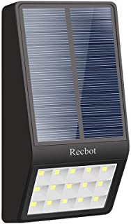 Recbot Luz Solar Jardin 15 LED 2000 mAh Lamparas Solares Exterior con Sensor de Movimiento y Sensor fotosensible Luces LED de Seguridad al Aire Libre para Terraza Garaje Escaleras