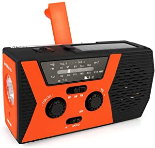 Retekess HR12W FM Radio de Emergencia Manivela Manual Solar con Linterna de Lectura Ajustable Funcion de Alarma SOS Adecuada para Familiar Camping