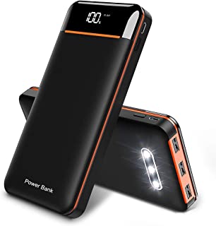 RLERON Bateria Externa 25000mAh Powerbank- Power Bank de Alta Capacidad con 3 Salidas USB y 2 Entradas- Cargador Portatil para Smartphone- Tableta