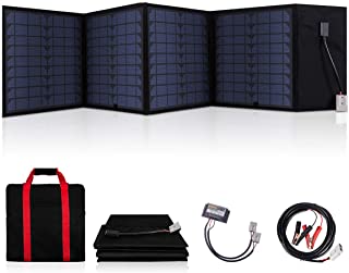 SARONIC Panel Solar Plegable Portatil de 60W y 12V con un Controlador de Carga Solar de 10A para Caravanas- Mitines de Autocaravanas- Ferias Comerciales- Oficinas Moviles- Sistema de 12V (Negro)