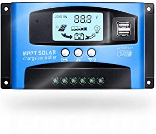 SolaMr 50A Regulador de Carga Solar 12V-24V Panel Solar Regulador de Carga de la Bateria con Pantalla LCD y Doble Puerto USB - 50A