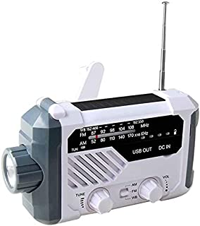 Solar Radio- Emergencia Mano Manivela Radio Dinamo Radio con LED Lectura Lampara- Recargable USB Telefono Cargador- Linterna- Sos Alarma- Emergencia Uso para Camping- Senderismo - Blanco