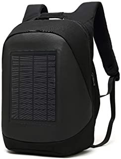 Ssszx Mochila antirrobo para portatil con Cargador de Panel Solar- USB para Viajes- Escuela y Exterior- 15.6 Pulgadas- Negro (Negro) - Ssszx1242s