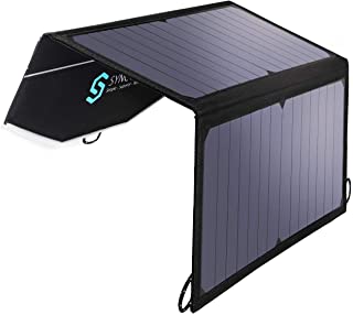 Syncwire Cargador Solar- Cargador Solar con Dos Puertos USB 16W para telefonos moviles iPhone- iPad- Samsung- Huawei [para Viajes al Aire Libre- Plegable- portatil y Resistente al Agua] (Negro)