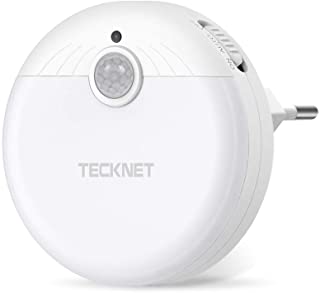 TECKNET Luz Nocturna LED Luz LED para escalones con Sensor de Movimiento y Sensor de luz Integrado- Enchufe Europeo- Luz Blanco y Suave- Se Fija a Cualquier Sitio