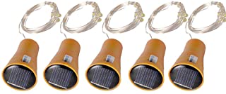 TwoCC Accesorios para el hogar- 5Pcs 2M Tapon de botella de vino de corcho solar Luces de hadas de alambre de cobre Lamparas de hadas (Blanco)