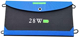 Vkospy Impermeable portatil Cargador del Panel Solar Plegable de Doble Puerto de Carga USB Bolsa de Camping al Aire Libre Senderismo- 28W