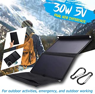 WXJHA 30W Plegable del Panel Solar 5V Salida de la bateria portatil Kit de Cargador para telefono Celular Banco de la energia del Coche del Barco RVs conexion a la Red de Carga 5V Dispositivo