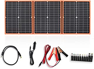 WXJHA Panel de 60W 12V Kit Solar Plegable portatil Cargador de bateria Kit USB 5V DC para telefono Celular- Coches- iPad- Ordenador portatil- Fuente de alimentacion portatil- Power Bank