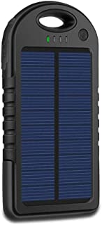 WYX Cargador Solar Banco de energia- 5000mAh al Aire Libre portatil Impermeable para telefono Cargador Solar LED luz con 2-USB Salida para Acampar al Aire Libre- Viajes-A