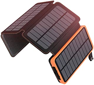 WYX Cargador Solar Plegable 10000mAh- Banco de energia portatil con Puertos USB duales Cargador de bateria Impermeable para Smartphones-A
