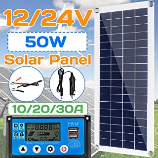 XIAOYU Cargador Solar- Cargador de Coche Controlador de 50W Panel Solar Flexible 12V 24V 10-30A para RV Barco del Coche Pantalla LCD PWM Controlador de Carga de Paneles solares-20a