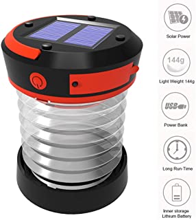 ZLI Lampara LED portatil con Linterna Solar- USB Recargable e Inflable IPX5 de luz Impermeable para Exteriores- Camping- Senderismo- Pesca- Cortes de energia y mas